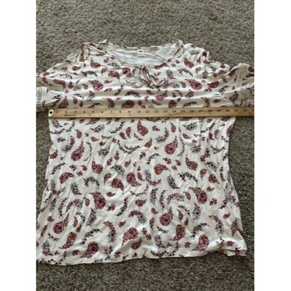 Old Navy Womens Blouse Size Large Floral Popover Long Sleeves Flowy Boho - Picture 8 of 11